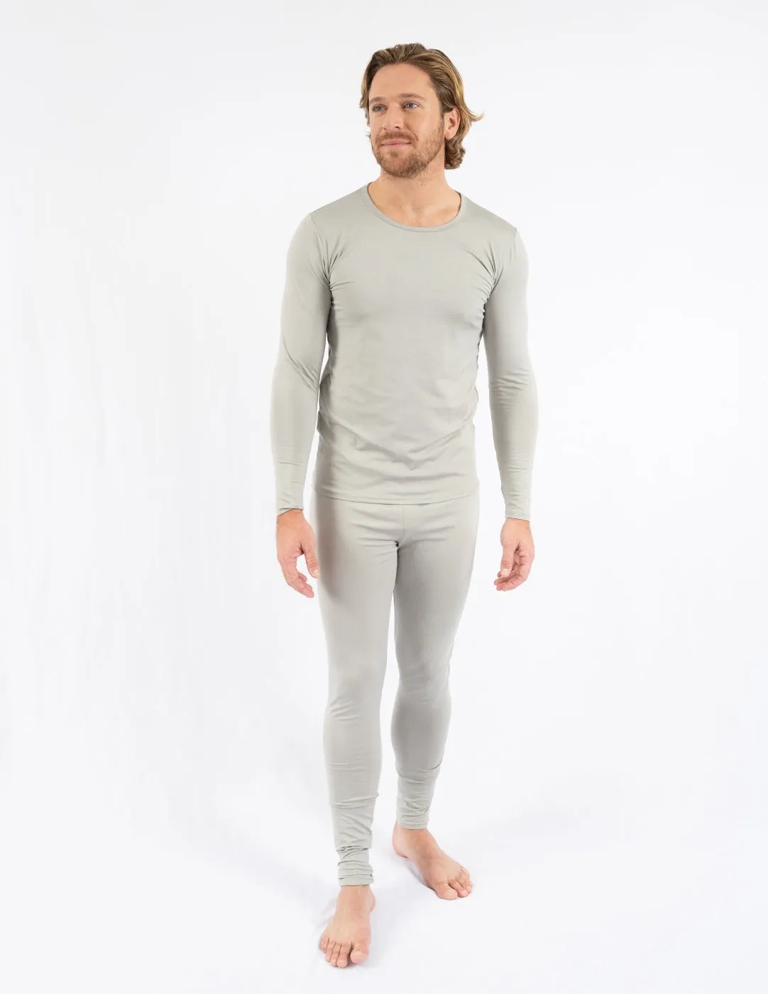 Men's Neutral Solid Color Thermal Pajamas