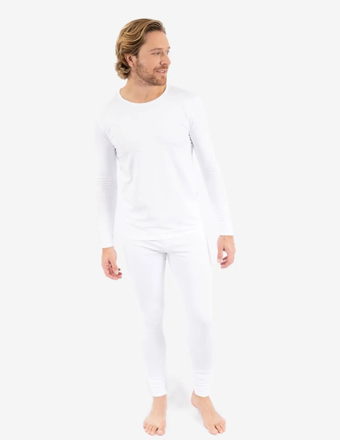 Men's Neutral Solid Color Thermal Pajamas