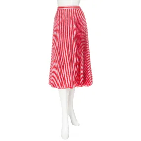 Metallic Pink and Red Striped Pleated Skirt