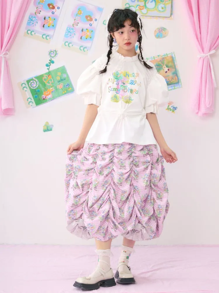 Multi Layered Pleated Metallic Bow Puffy Half Skirt【s0000009546】