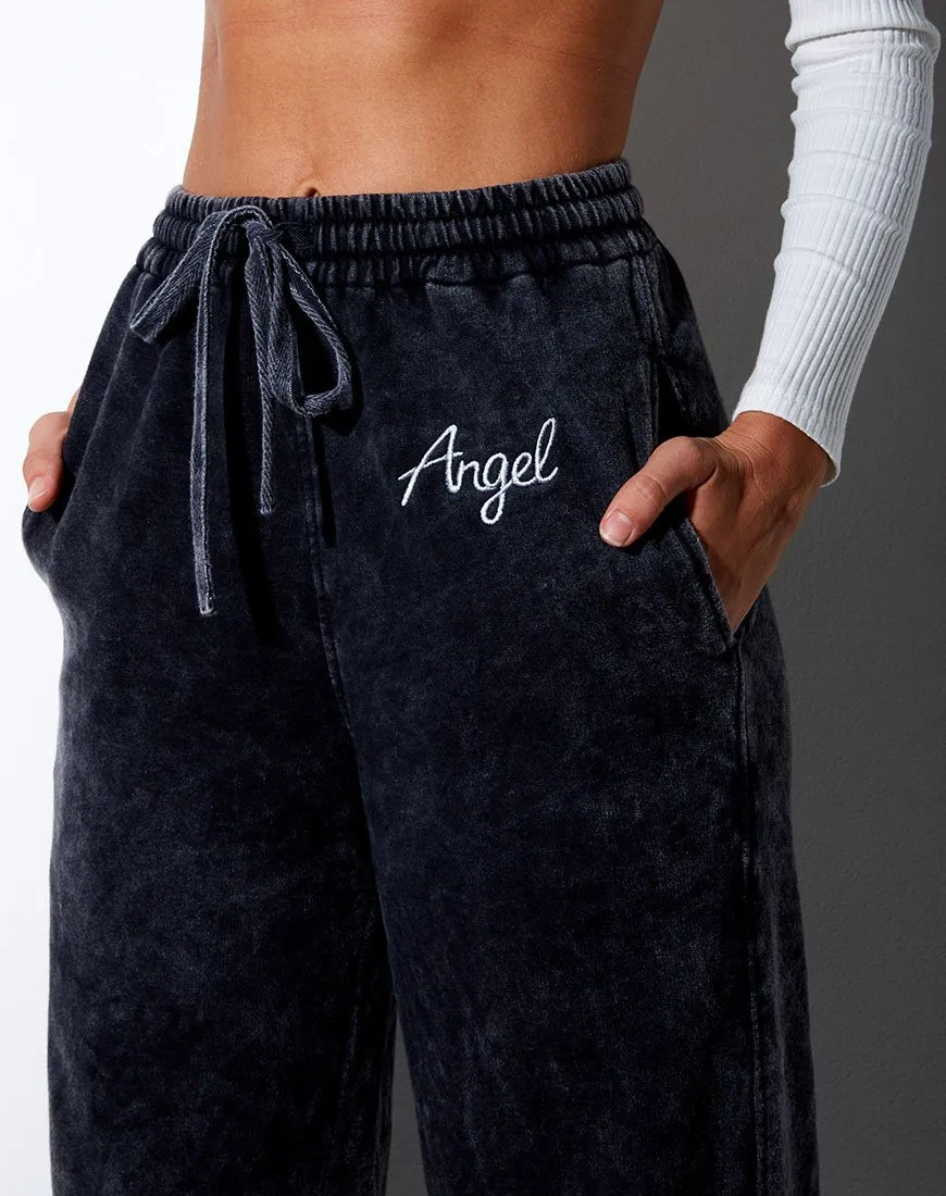 Nattan Jogger in Black Wash 'Angel' Embro