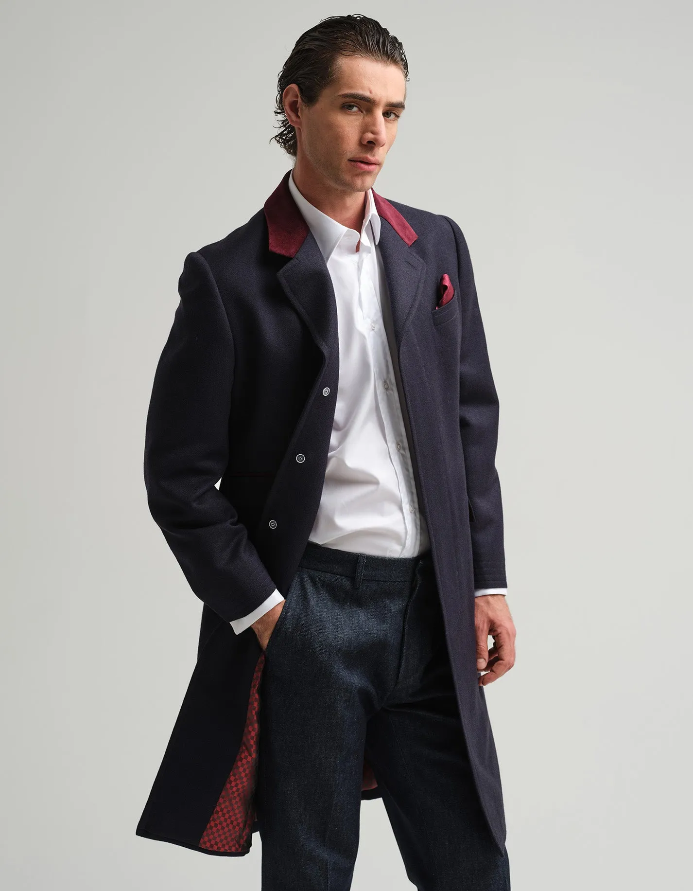 Navy Covert Coat