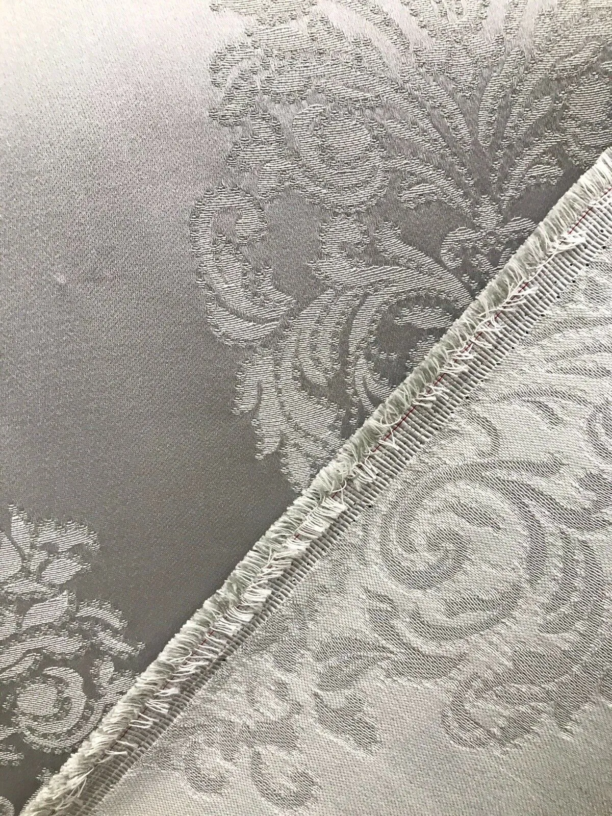 NEW Lady Alison Designer Satin Medallion Brocade Upholstery Drapery Fabric - Gray