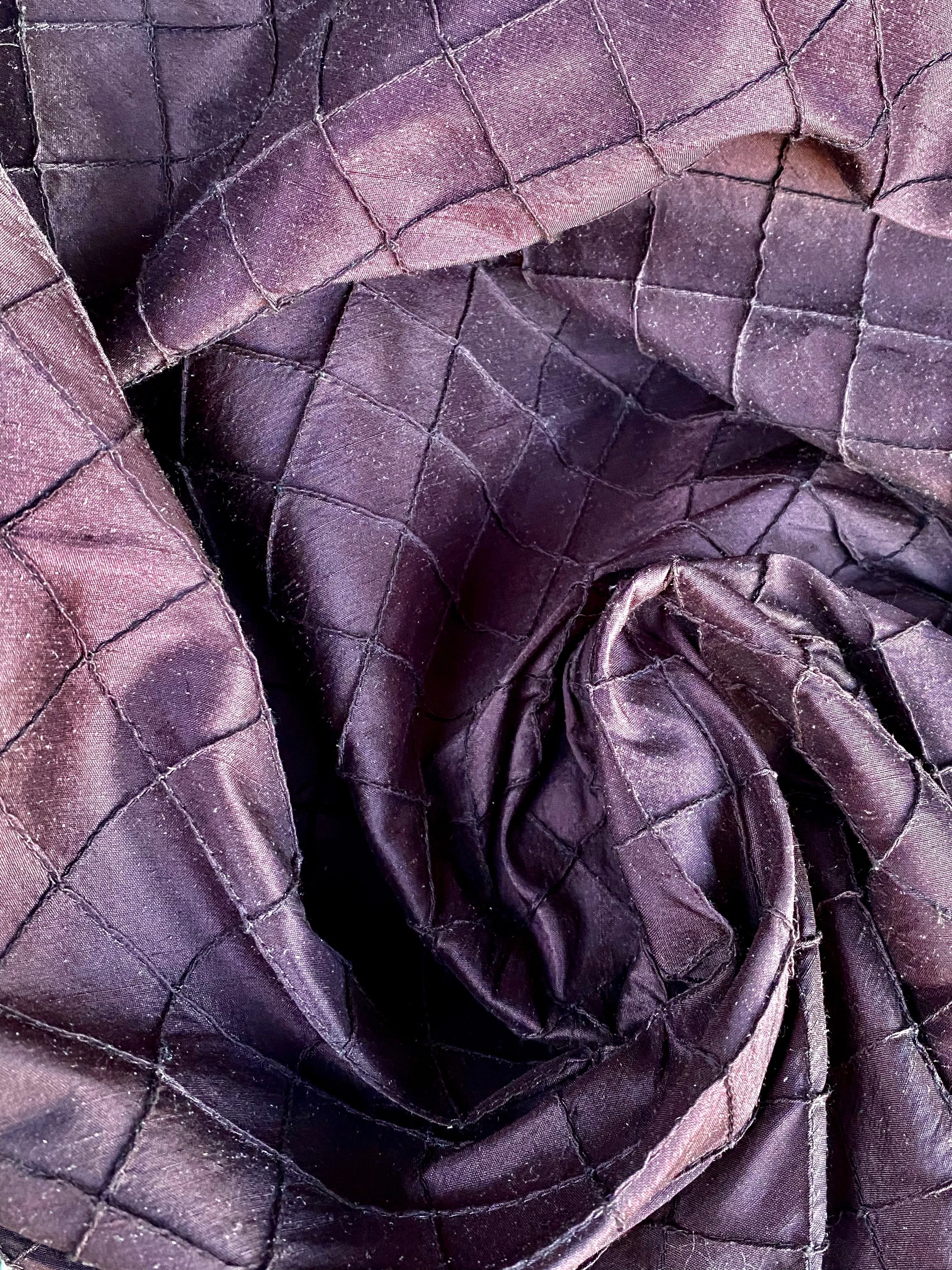 NEW Lady Morgan 100% Silk Dupioni Pintuck Diamond Dark Purple Fabric