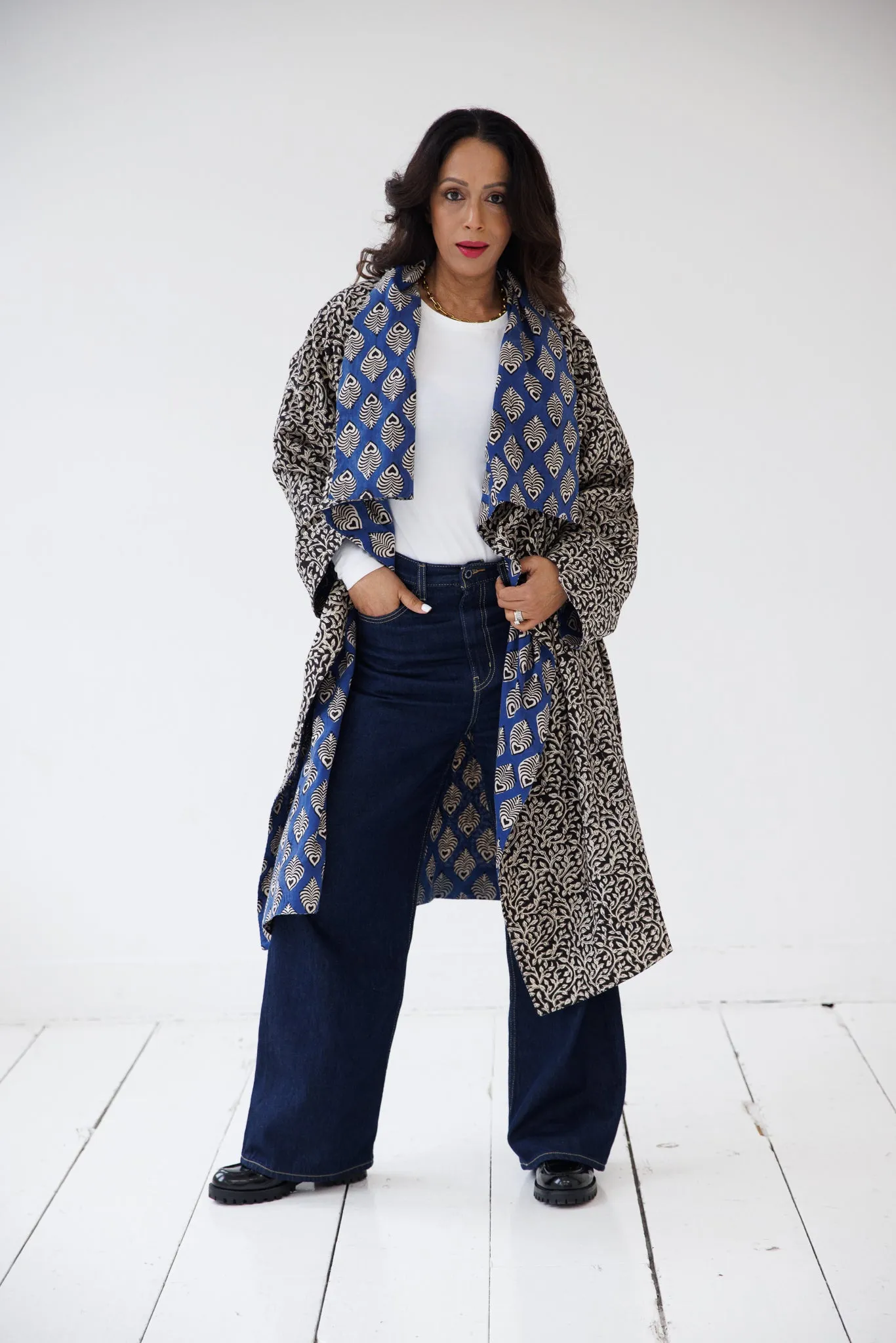 NEW! Reversible Cotton Coat Indigo