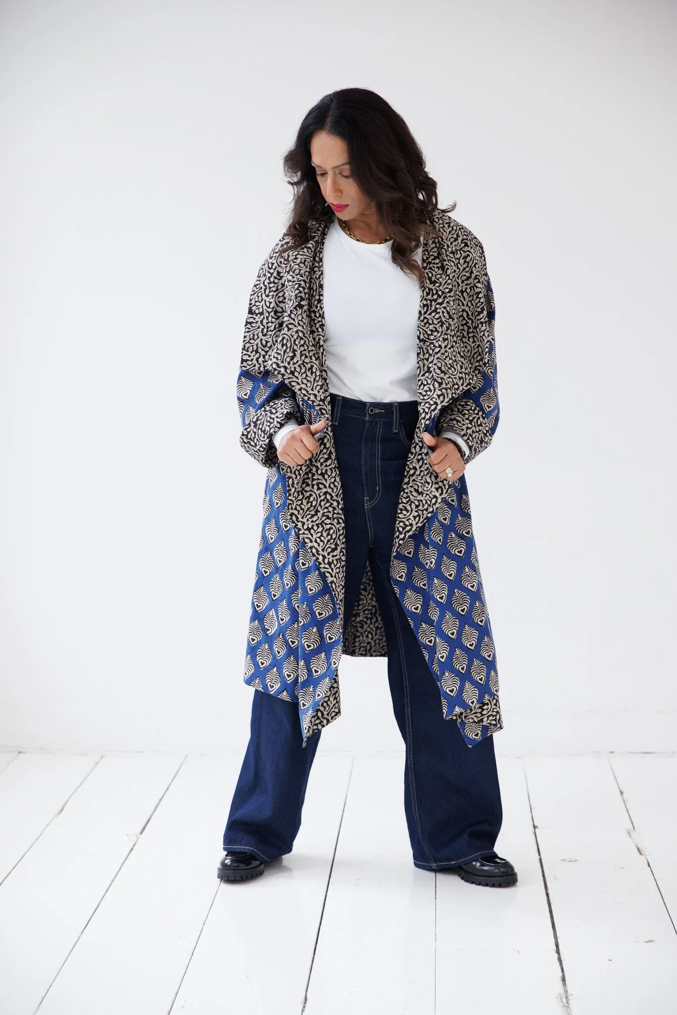 NEW! Reversible Cotton Coat Indigo