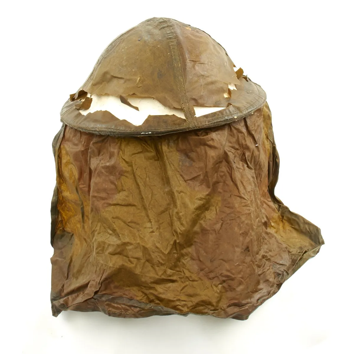 Original British WWII 1944 Brodie MkII Helmet Snow Camouflage with 1942 Gas Cape