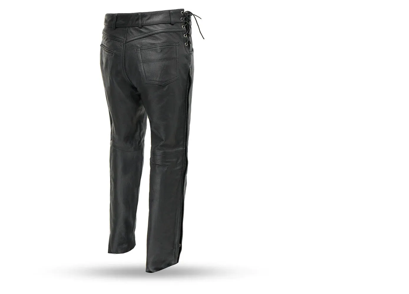 Over Pant FIM807CFD | Baron - Men's Motorcycle Black Leather Over Pants