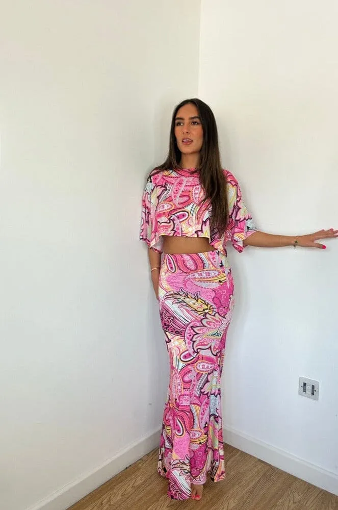 Paisley Crop Top and Maxi Set