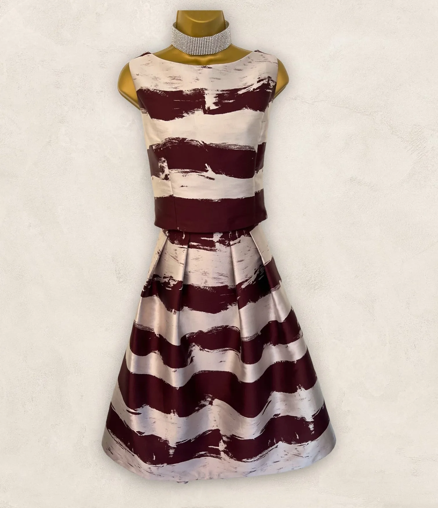 Phase Eight Burgundy & Metallic Silver Skirt & Top UK 14 US 10 EU 42