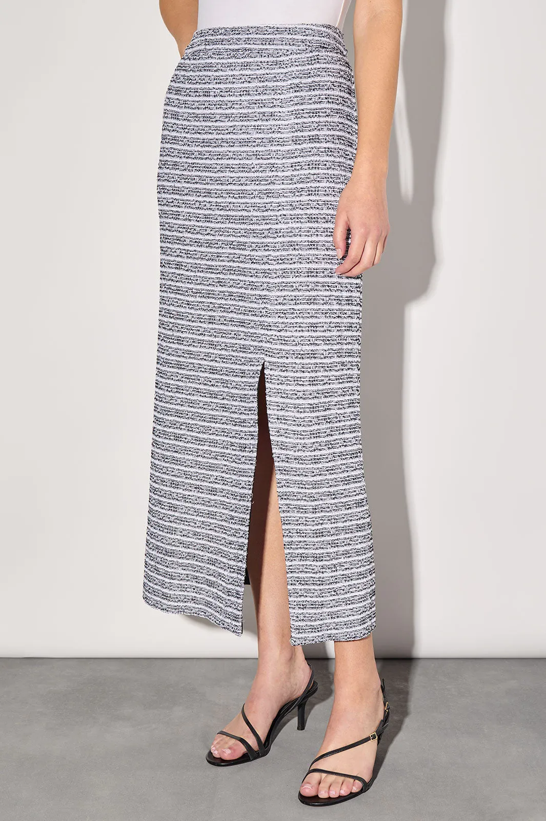 Plus Size Tweed Knit Straight Maxi Skirt