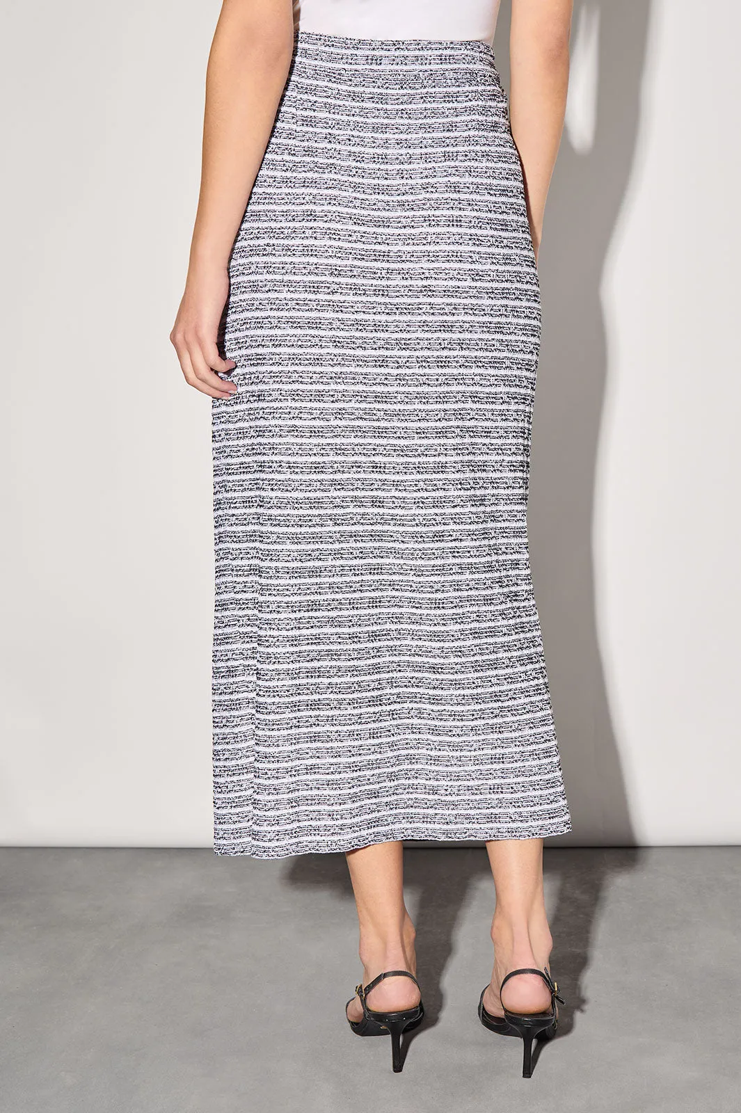 Plus Size Tweed Knit Straight Maxi Skirt