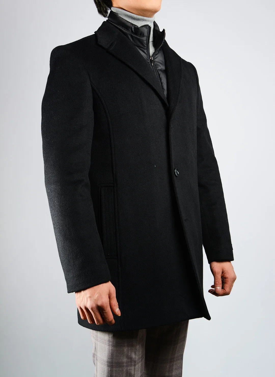 Preston Brushed Coat w/Shoulder Stitch Placket