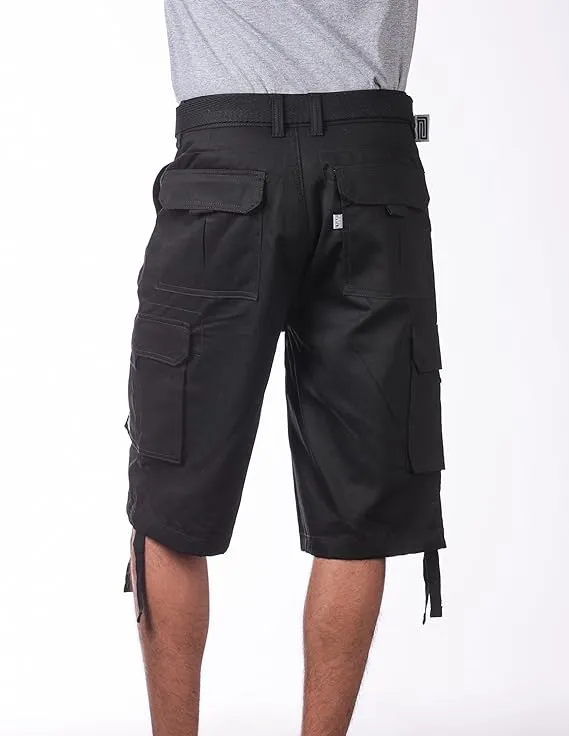 Pro Club Men's Cotton Twill Cargo Shorts with Belt 