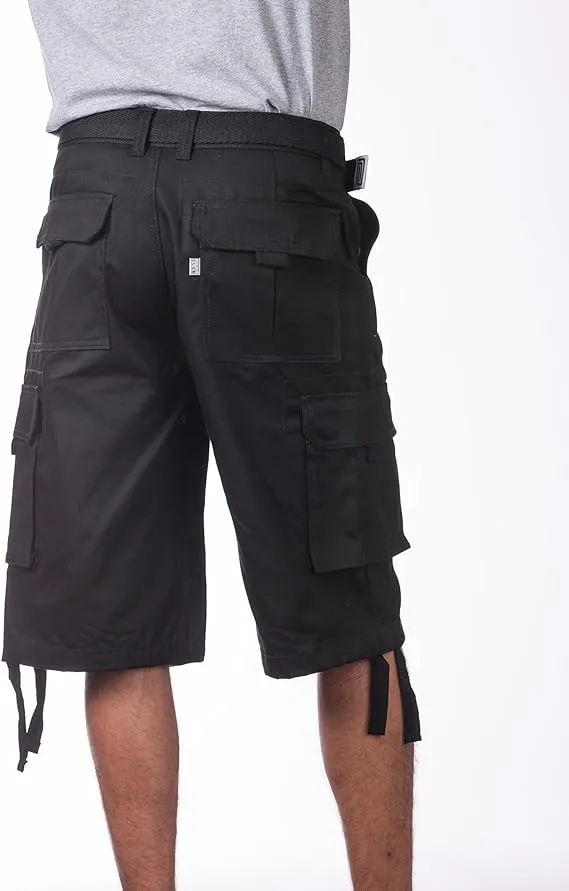 Pro Club Men's Cotton Twill Cargo Shorts with Belt 