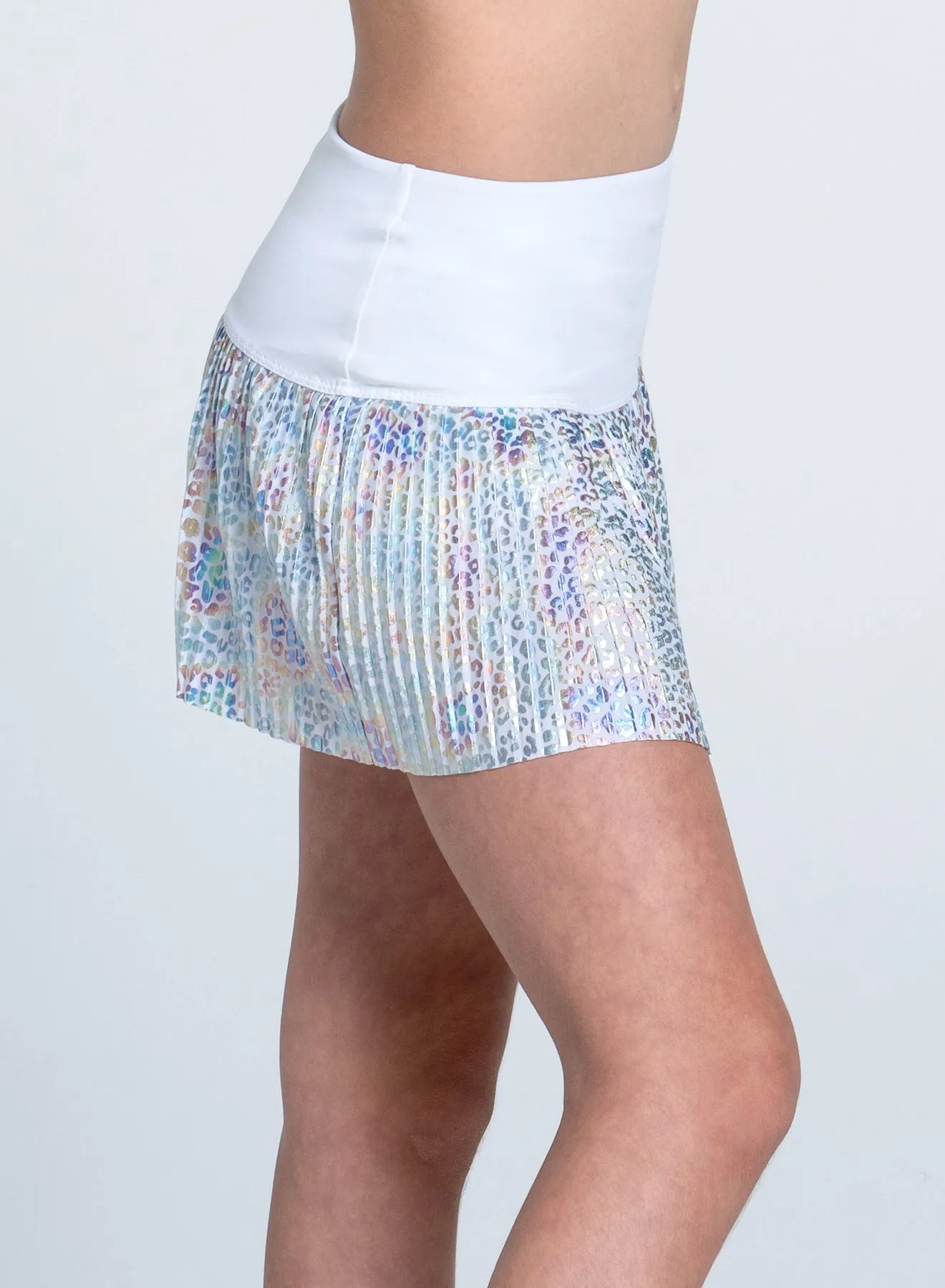 Rainbow Leopard Pleated Skirt