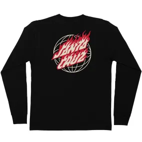 Santa Cruz Long Sleeve T-Shirt Global Flame Dot - Black