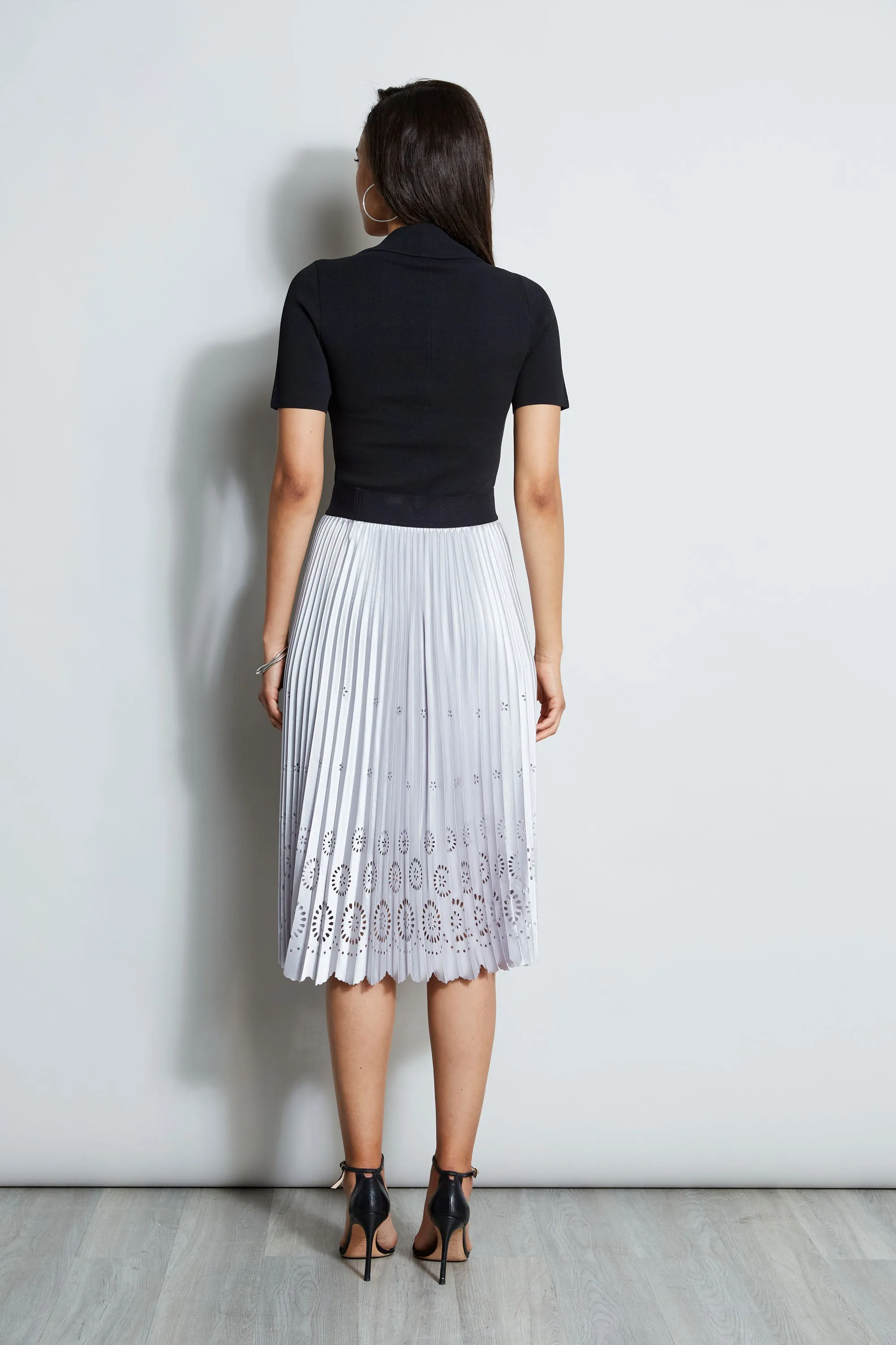 Satin Platinum Pleated Skirt