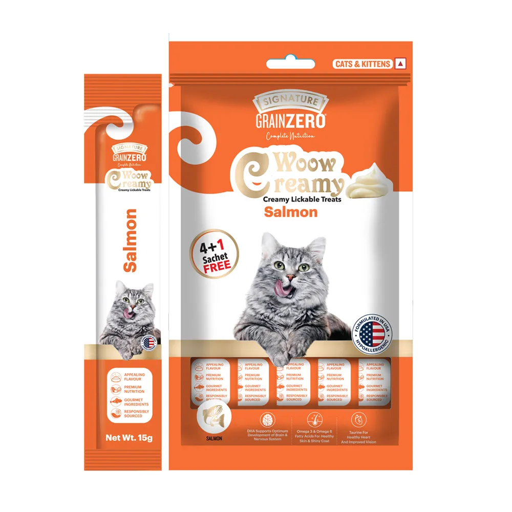 Signature Grain Zero Salmon & Chicken and Liver Lickable Creamy Cat Treats Combo