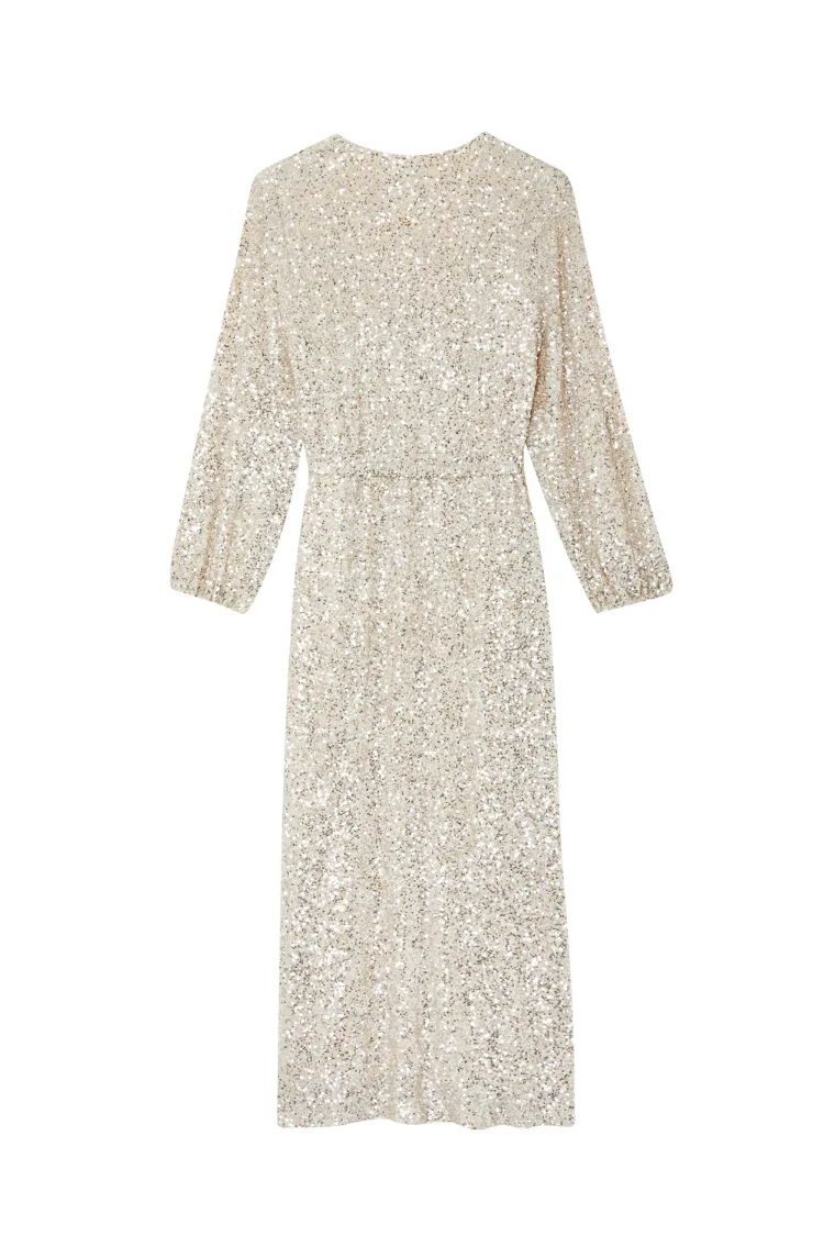 Silver Sequin Kira Wrap Dress