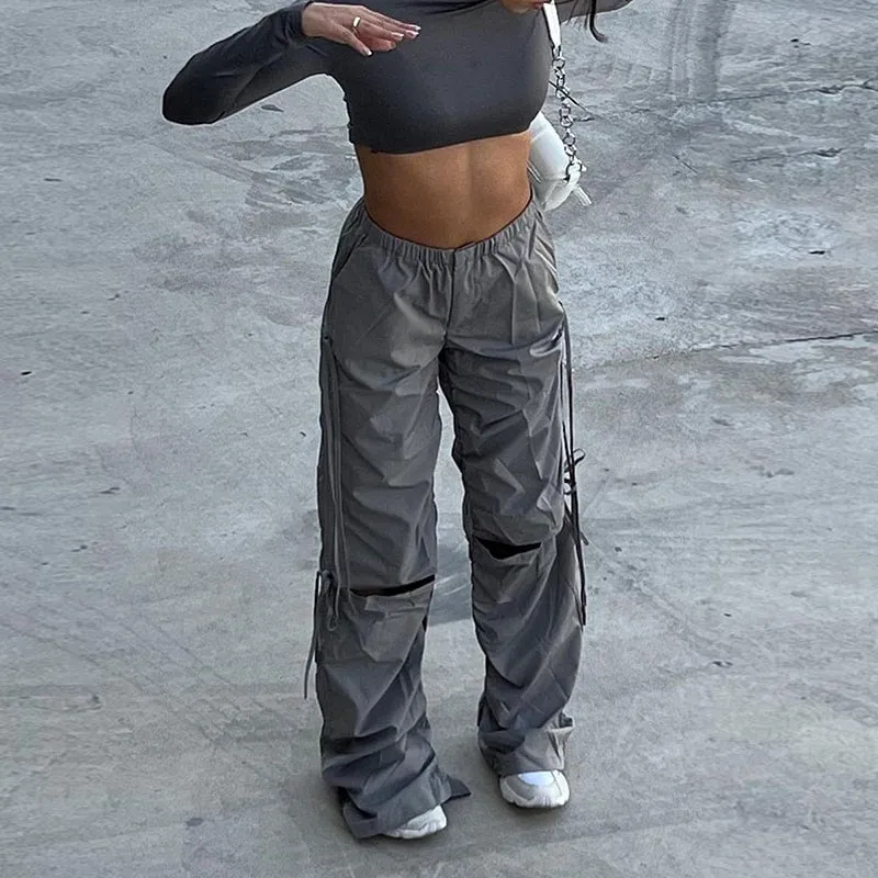 Slash Knee Street Style Cargo Pants