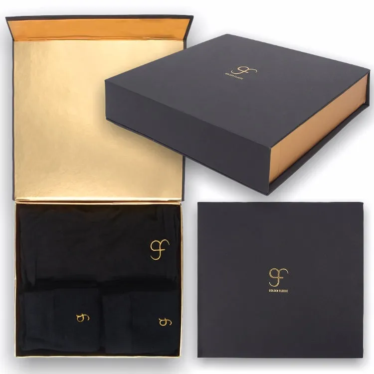 Small size Luxury Bamboo T-Shirt & Bamboo Socks Gift Box Set for Men & Women in a Handcrafted Magnetic Close Keepsake Box Black