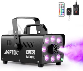 Smoke Machine, Fog Machine with 13 Colorful LED Lights Effect, 500W and 2000CFM Fog with 1 Wired Receiver and 2 Wireless Remote Controls