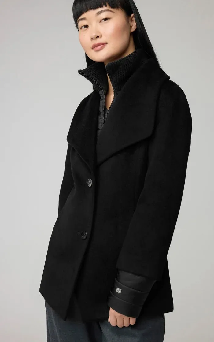 SOIA&KYO FRIEDA - Slim-Fit Mixed Media Wool Coat With Removable Bib