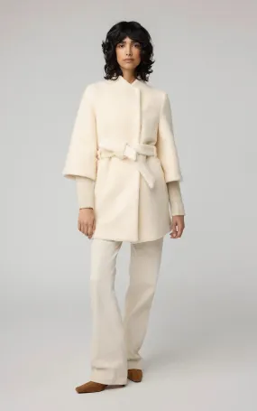 SOIA&KYO MARIAH - Semi-Fitted Wool Blend Sherpa Coat With Belt