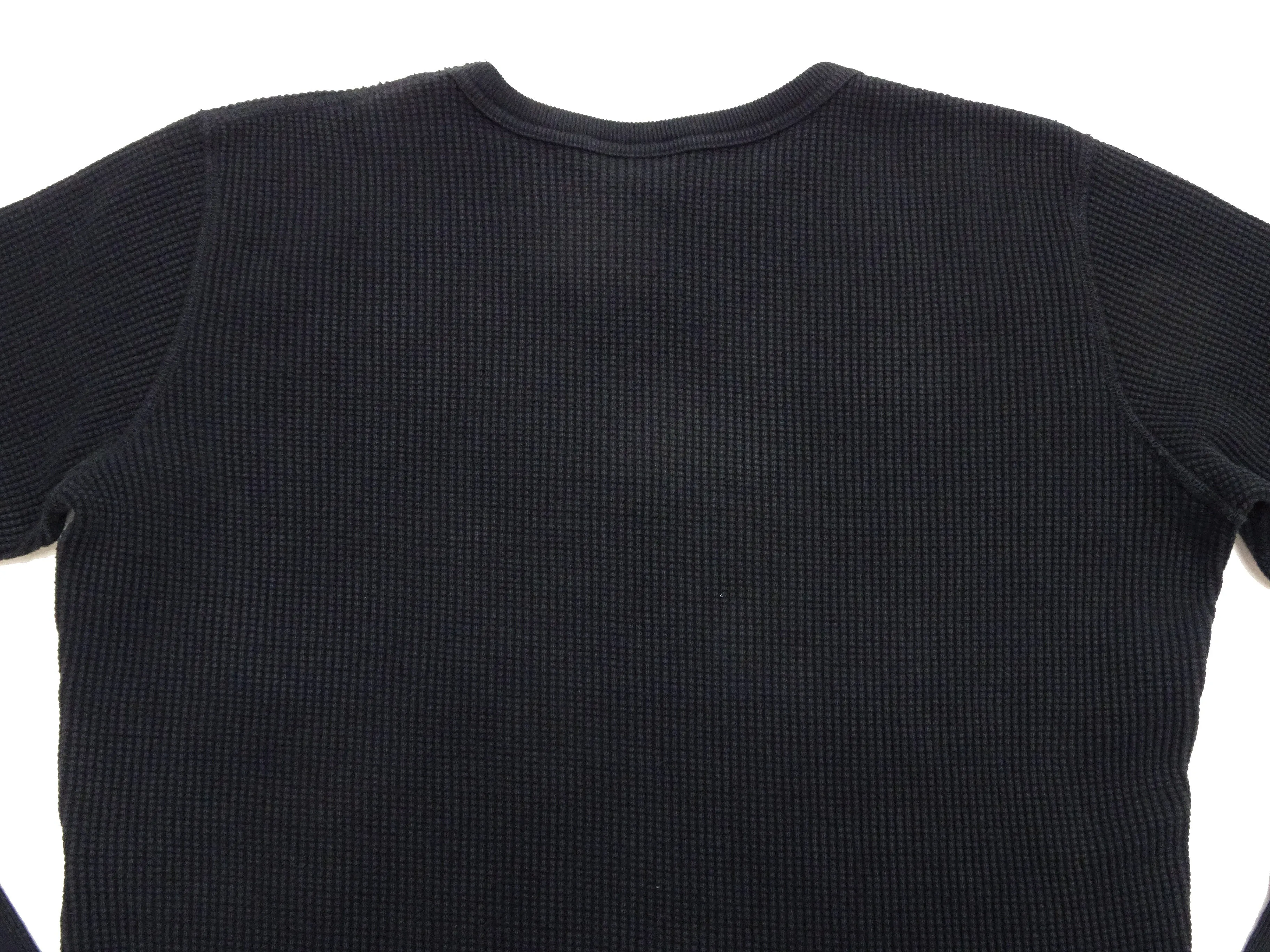 Studio D'artisan Waffle-Knit Thermal T-Shirt Men's Casual Long Sleeve Plain Crew-Neck Heavyweight Thermal Tee 9936 Black