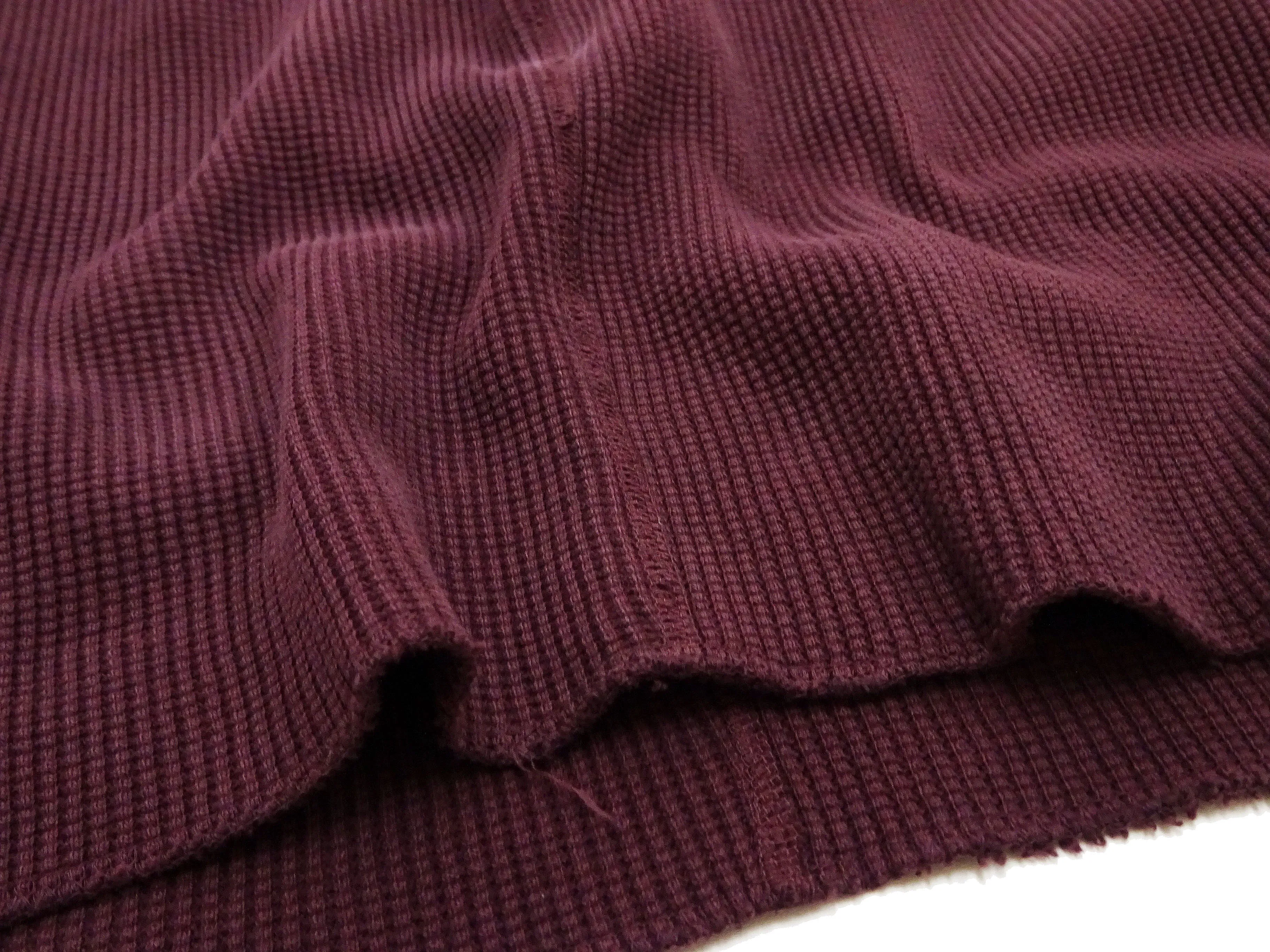 Studio D'artisan Waffle-Knit Thermal T-Shirt Men's Casual Long Sleeve Plain Crew-Neck Heavyweight Thermal Tee 9936 Burgundy