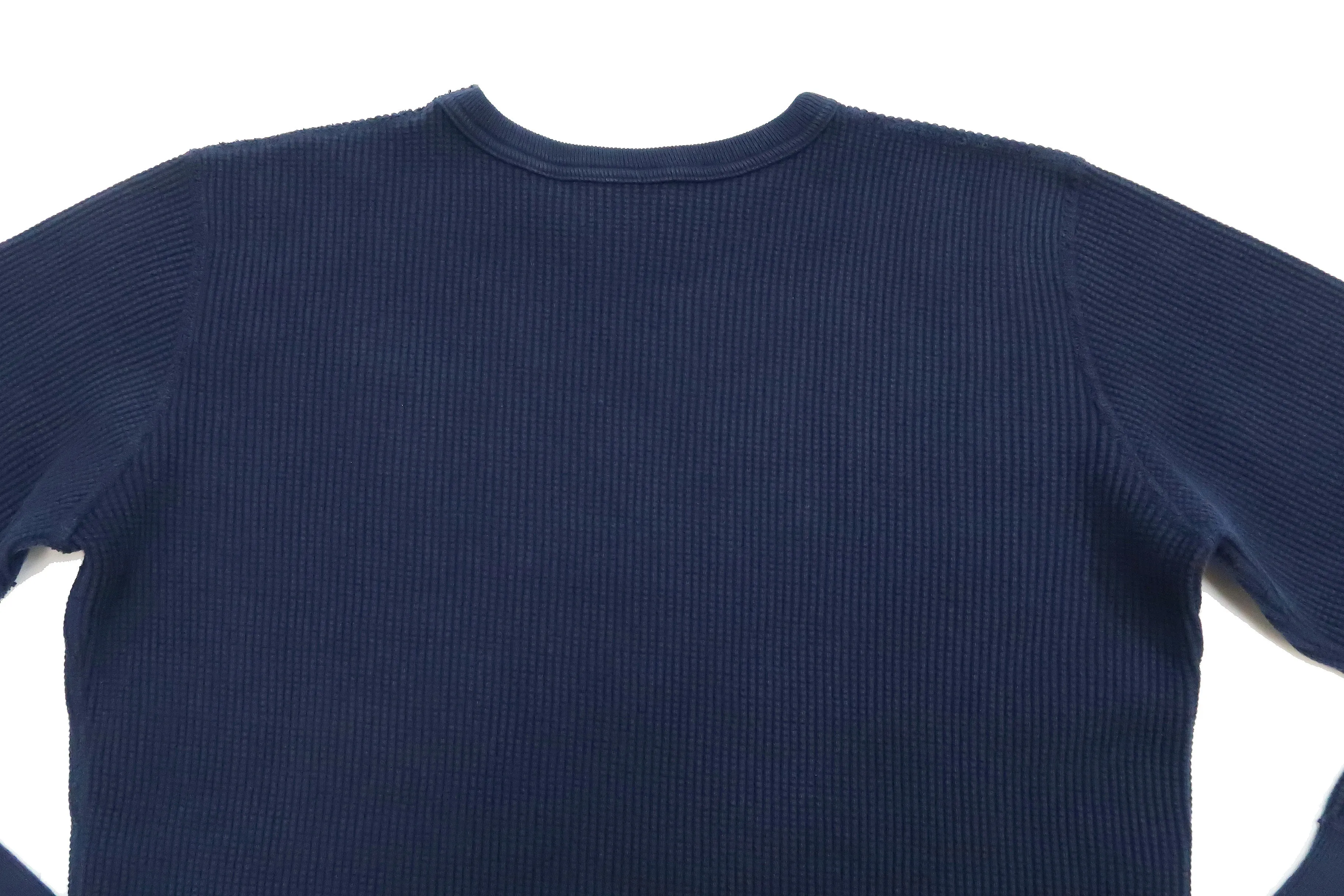 Studio D'artisan Waffle-Knit Thermal T-Shirt Men's Casual Long Sleeve Plain Crew-Neck Heavyweight Thermal Tee 9936 Navy-Blue