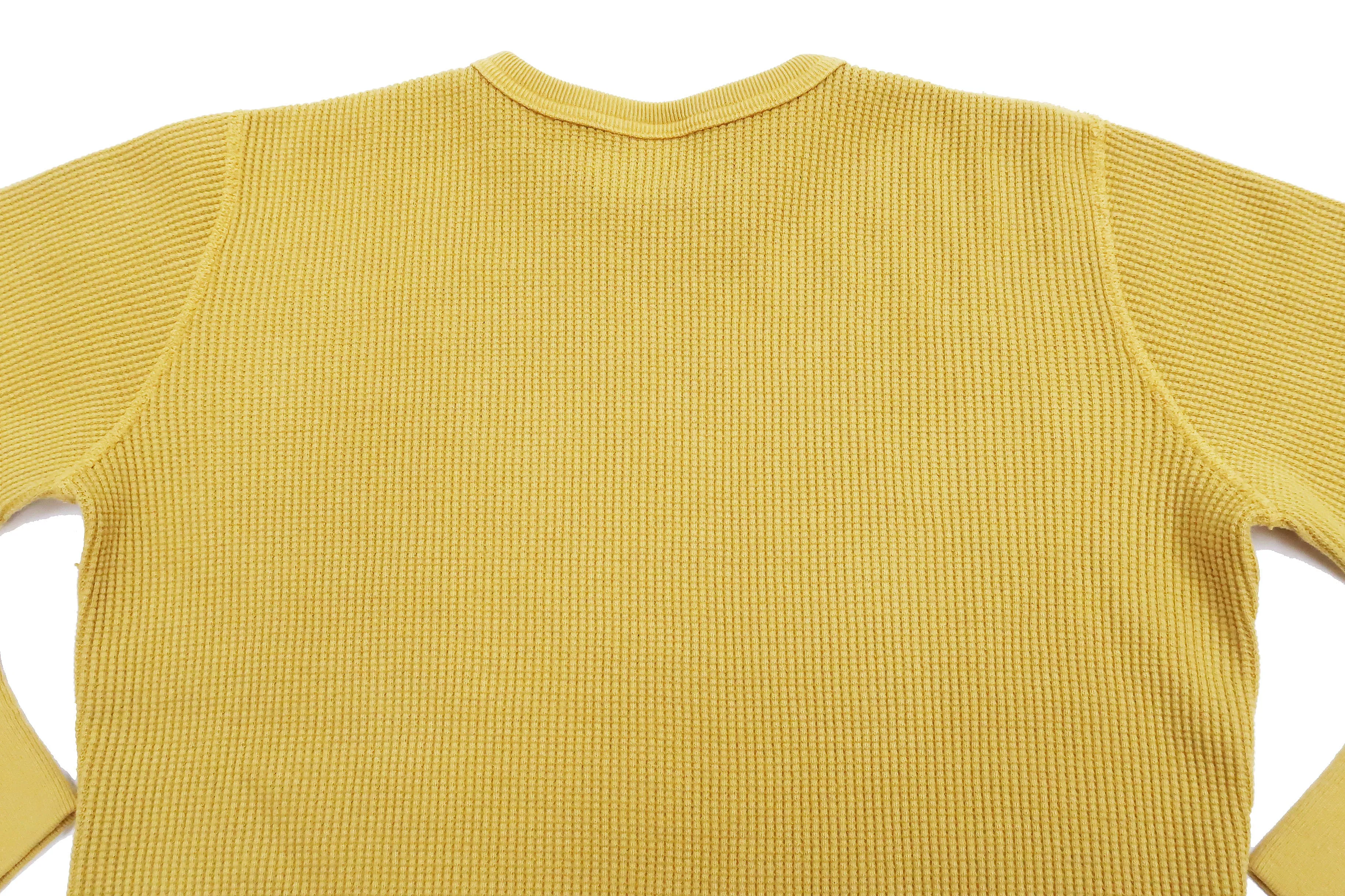 Studio D'artisan Waffle-Knit Thermal T-Shirt Men's Casual Long Sleeve Plain Crew-Neck Heavyweight Thermal Tee 9936 Yellow