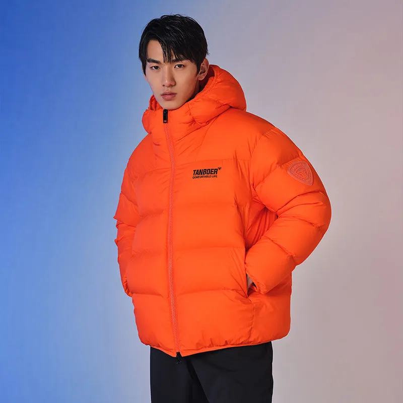 TANBOER Hooded Short Puffer Down Jacket Men's Warm Coat