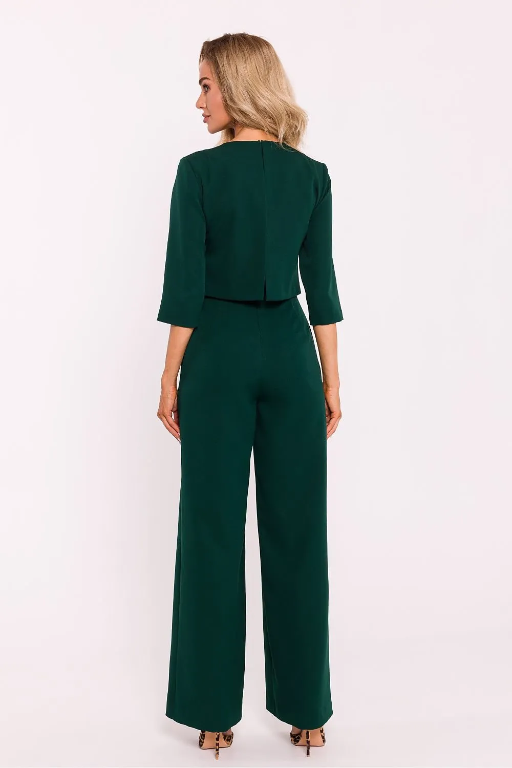 TEEK - Cropped Suit Top Flared Leg Jumpsuit