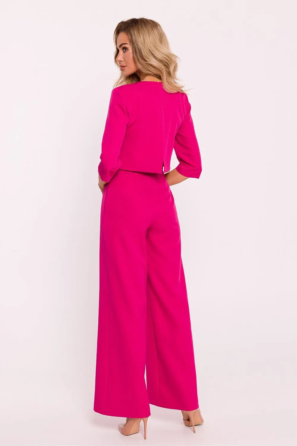 TEEK - Cropped Suit Top Flared Leg Jumpsuit