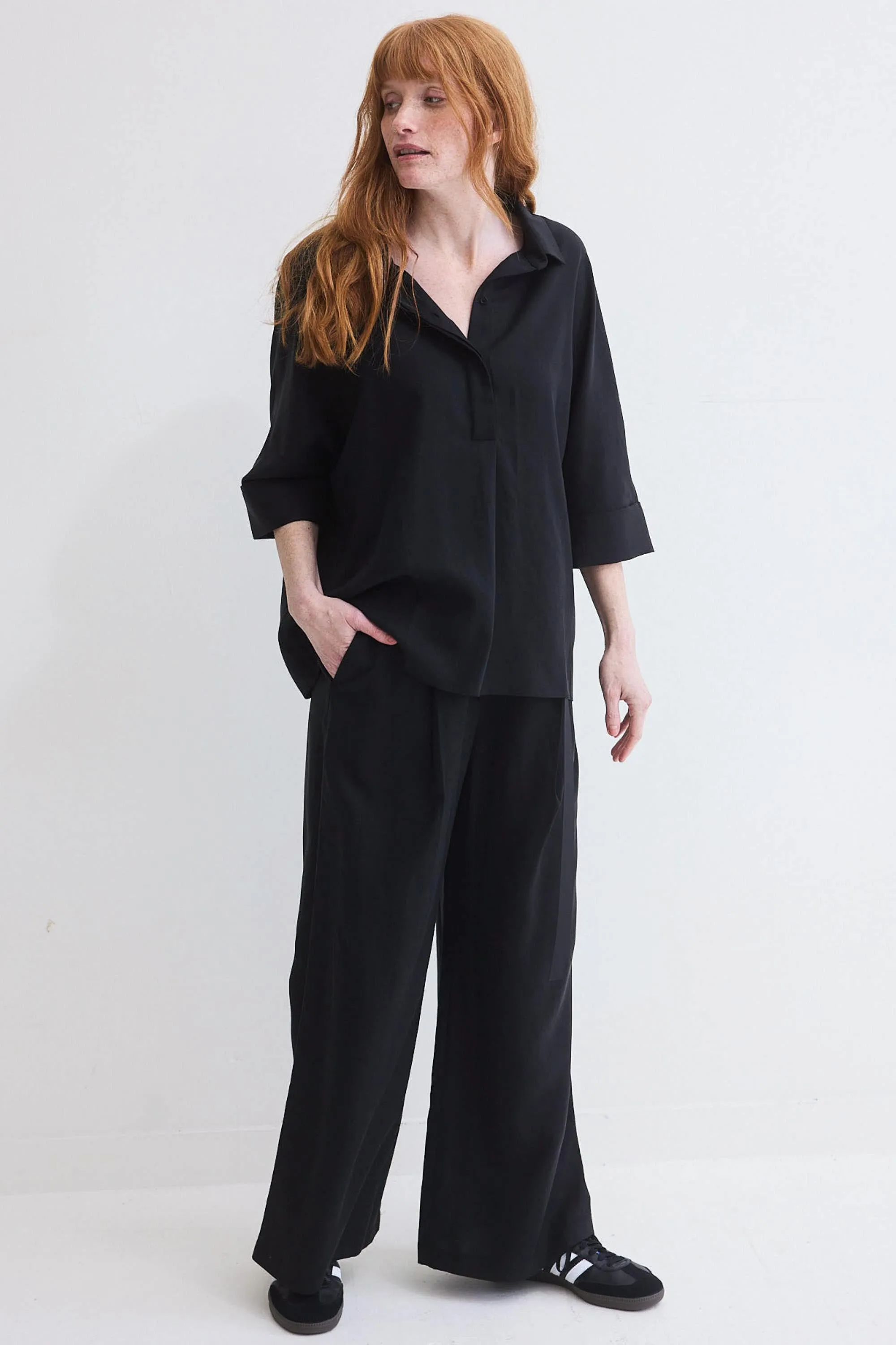 The Editor Linen Blend Wide Leg Trousers