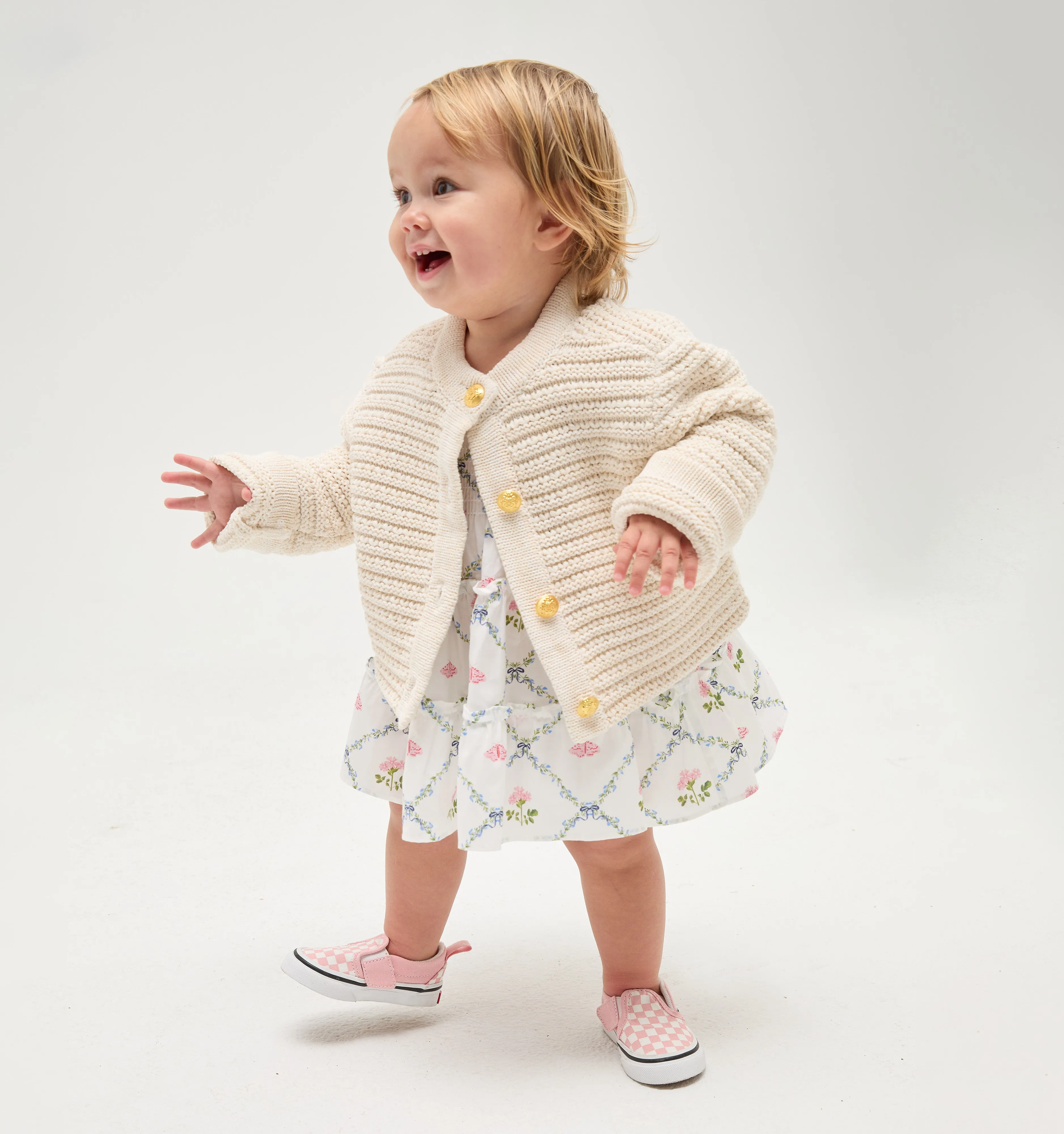 The Tiny Harper Cardigan - Cream Marl Knit