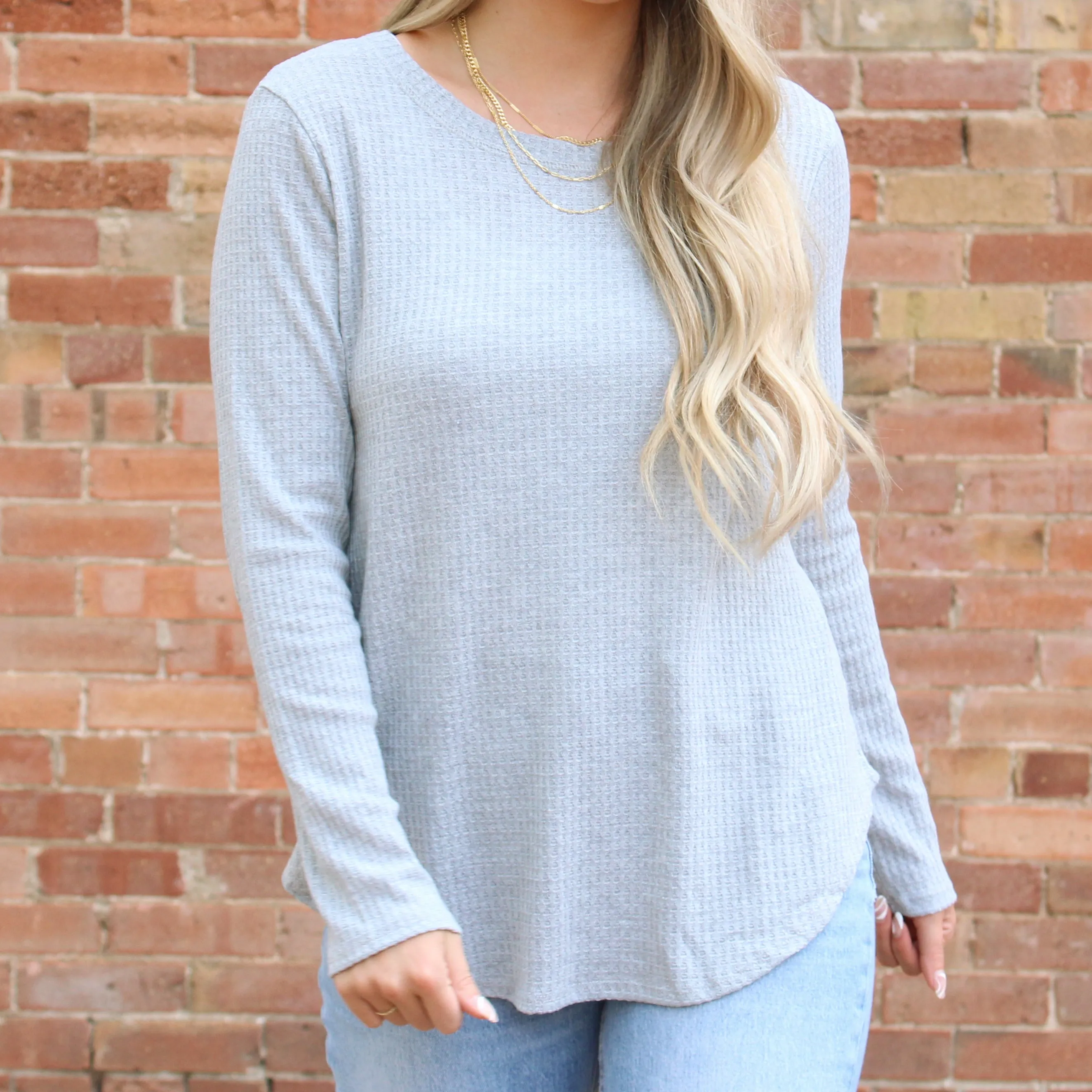 Thermal Waffle Knit Top