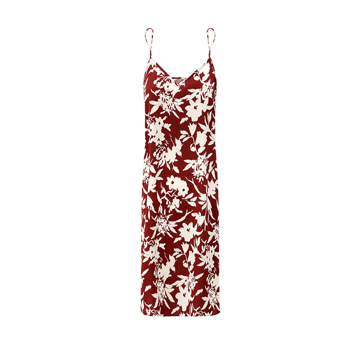 Two-Piece Chiffon Wine Floral Dress Set