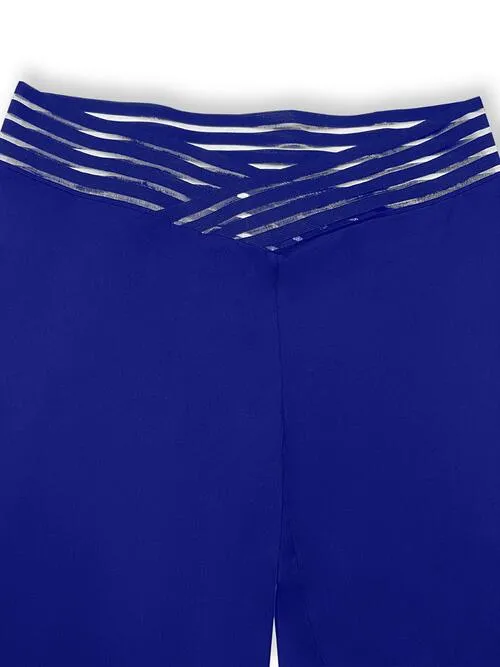 V-Waistband Bootcut Plus Size Pants (Royal Blue/Black)