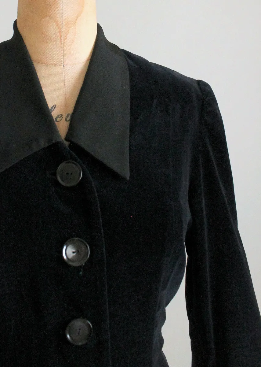 Vintage 1950s Rene Ruth Black Velvet Coat Dress