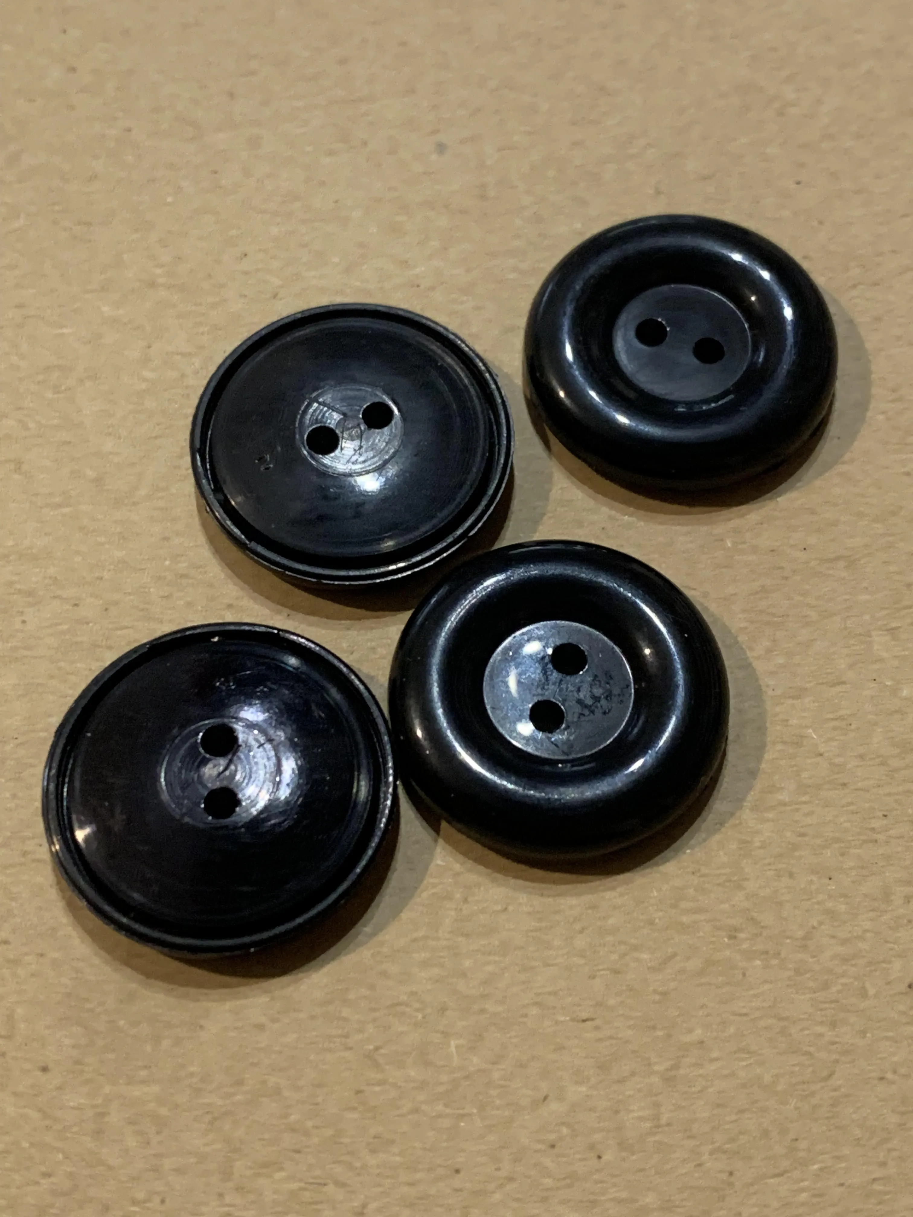 Vintage Chunky Black Coat Buttons 4 x 24mm