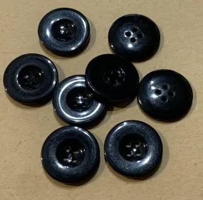 Vintage Chunky Black Coat Buttons 8 X 20mm