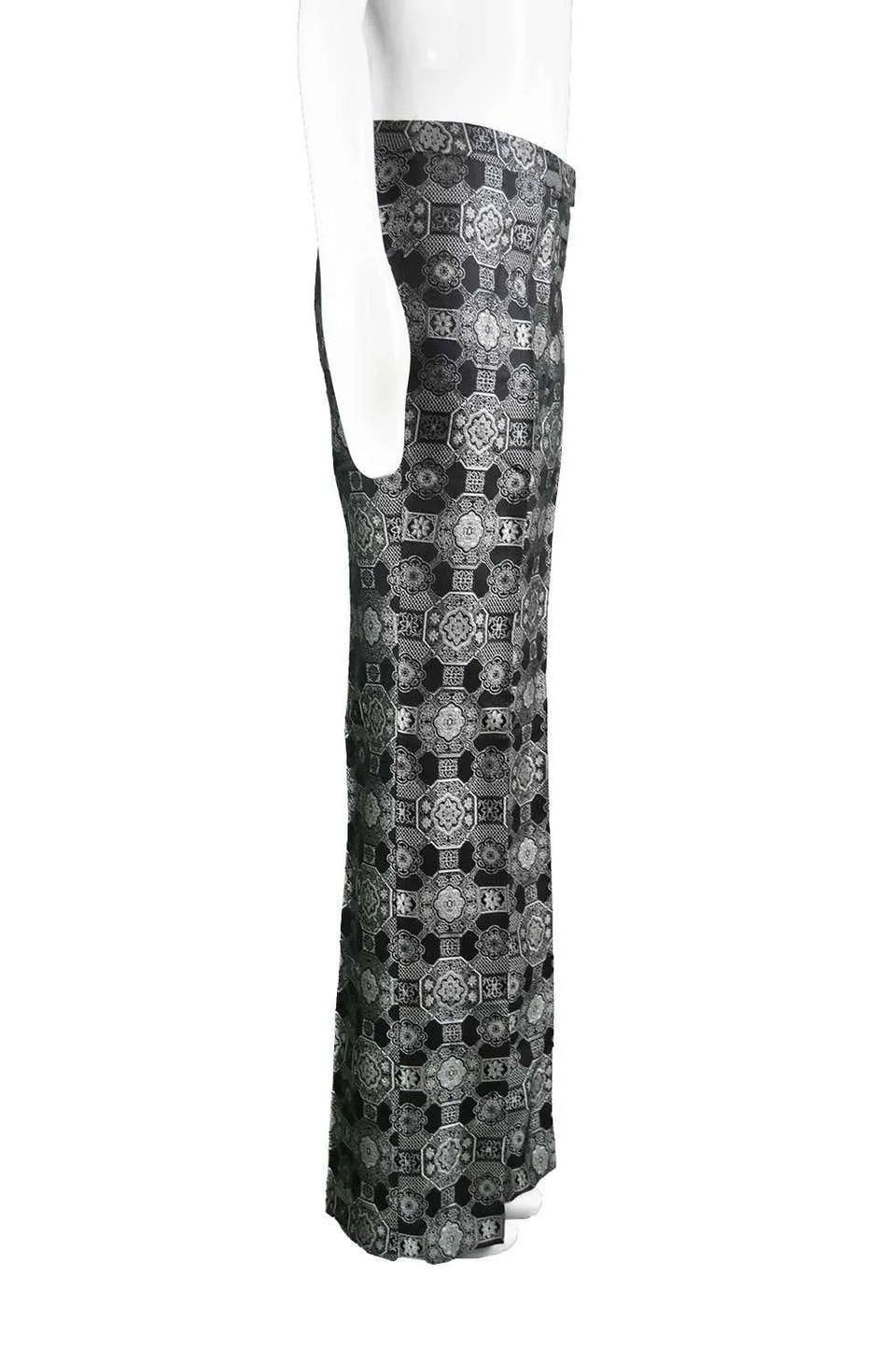 Vintage Womens Black & Silver Brocade Trousers, A/W 2003