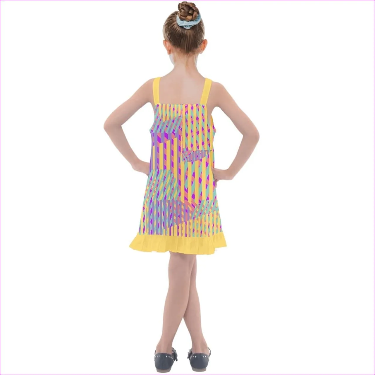 Vivid Weaved Kids Girls Overall Dress