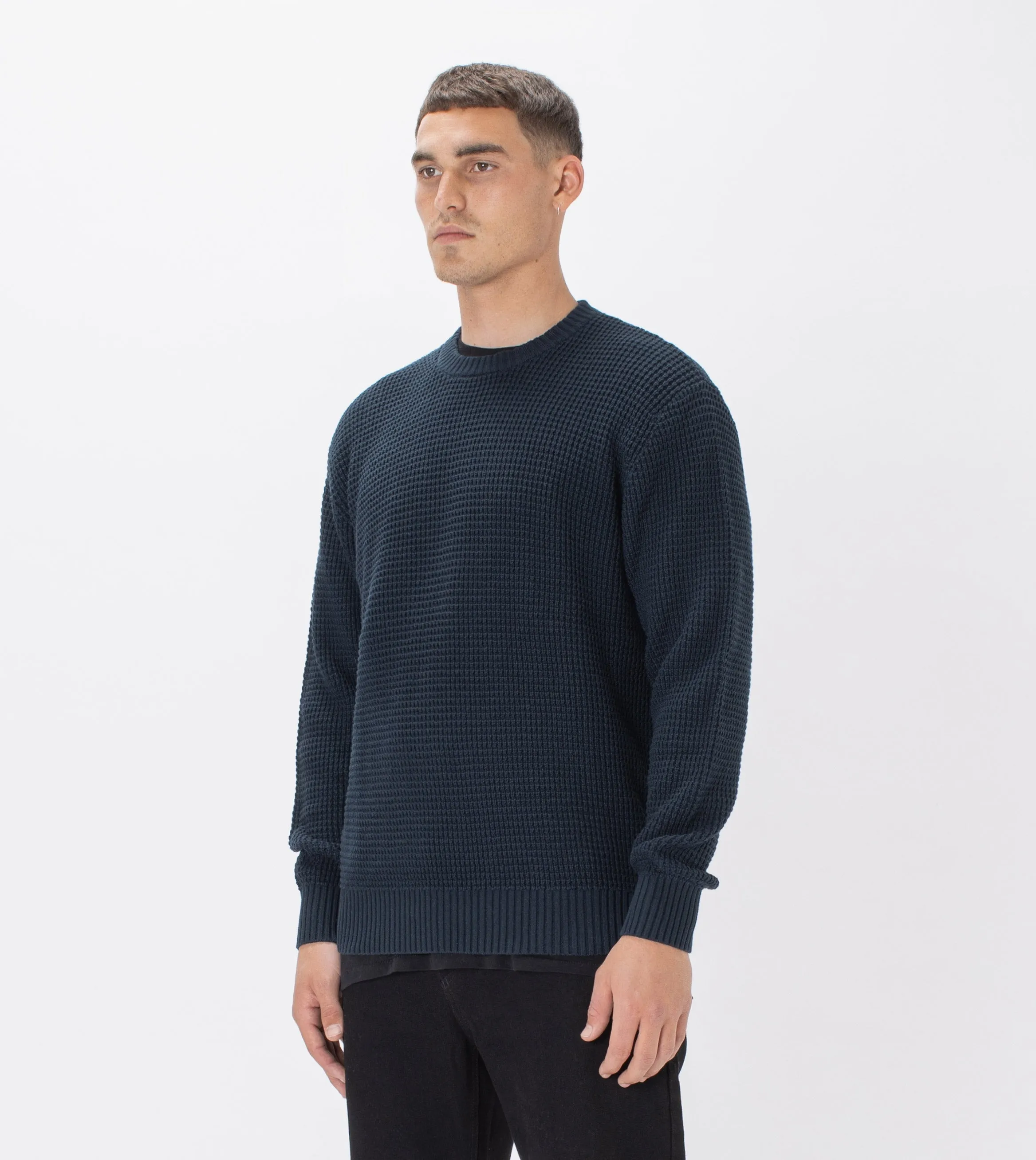 Waffle Crew Knit Petrol