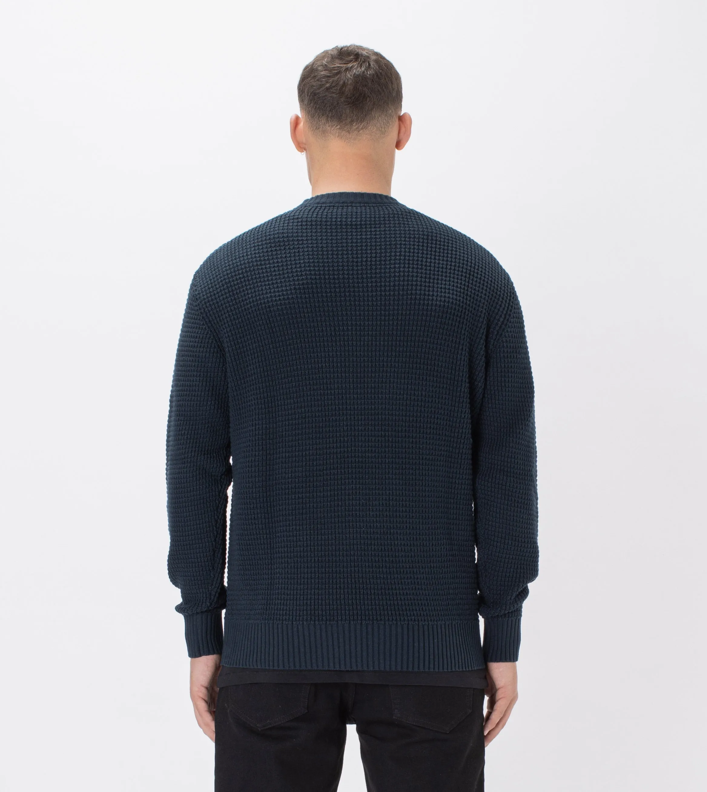 Waffle Crew Knit Petrol