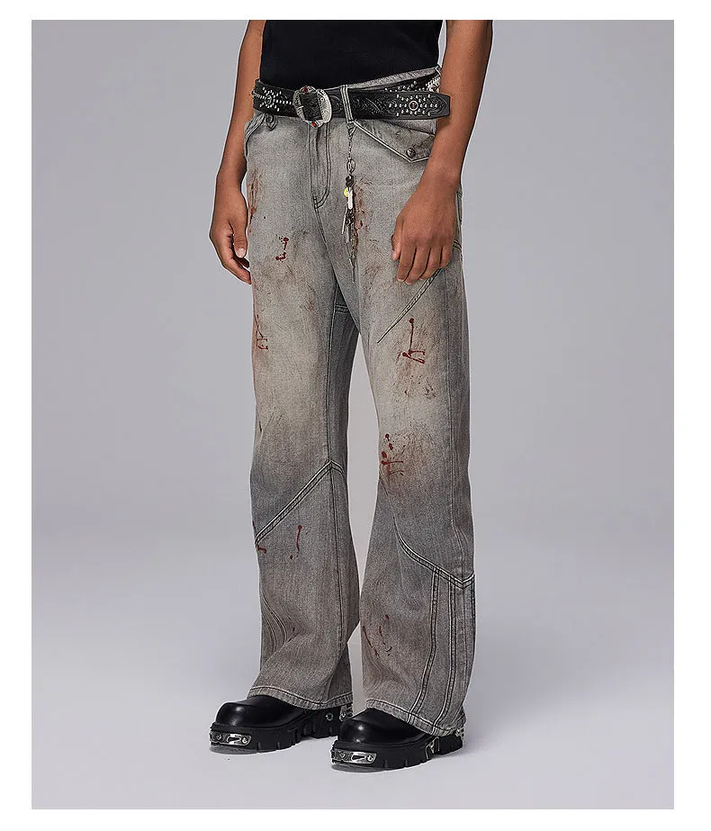 Washed Ink Flared Slim Denim Pants