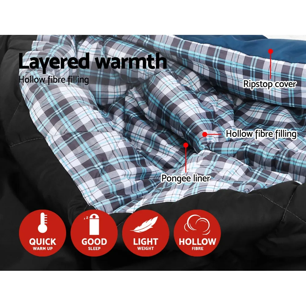 Weisshorn Sleeping Bag Bags Double Camping Hiking -10°C to 15°C Tent Winter Thermal Navy.